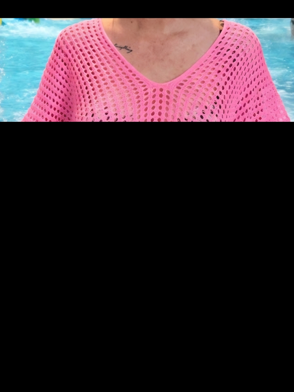 Women's Pink Crochet Beach Cover-Up Top
